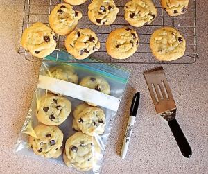 Here is how you should pack your cookies in a quart size bag. Don't worry about labeling them - although you get bonus points if you do! :)